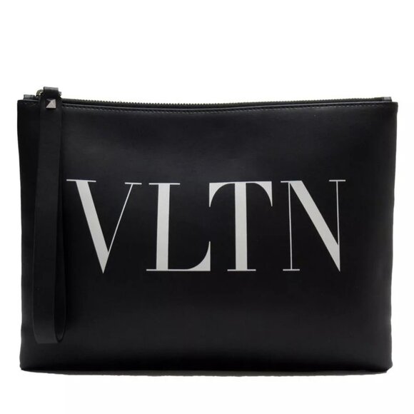 Auth Valentino Garavani Clutch bag black leather